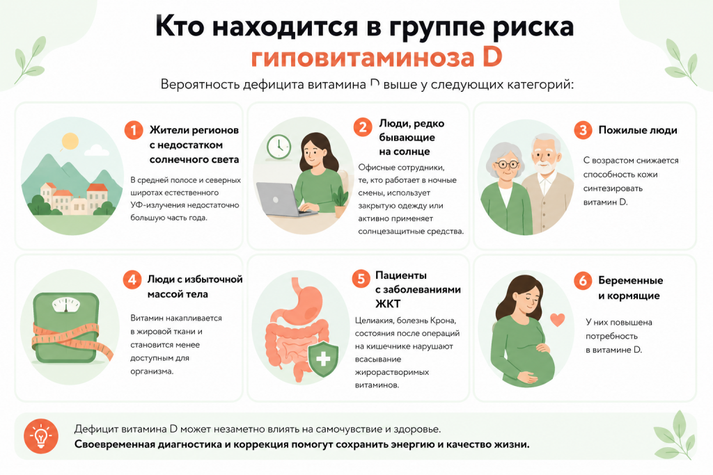Кто находится в группе риска дефицита витамина Д
